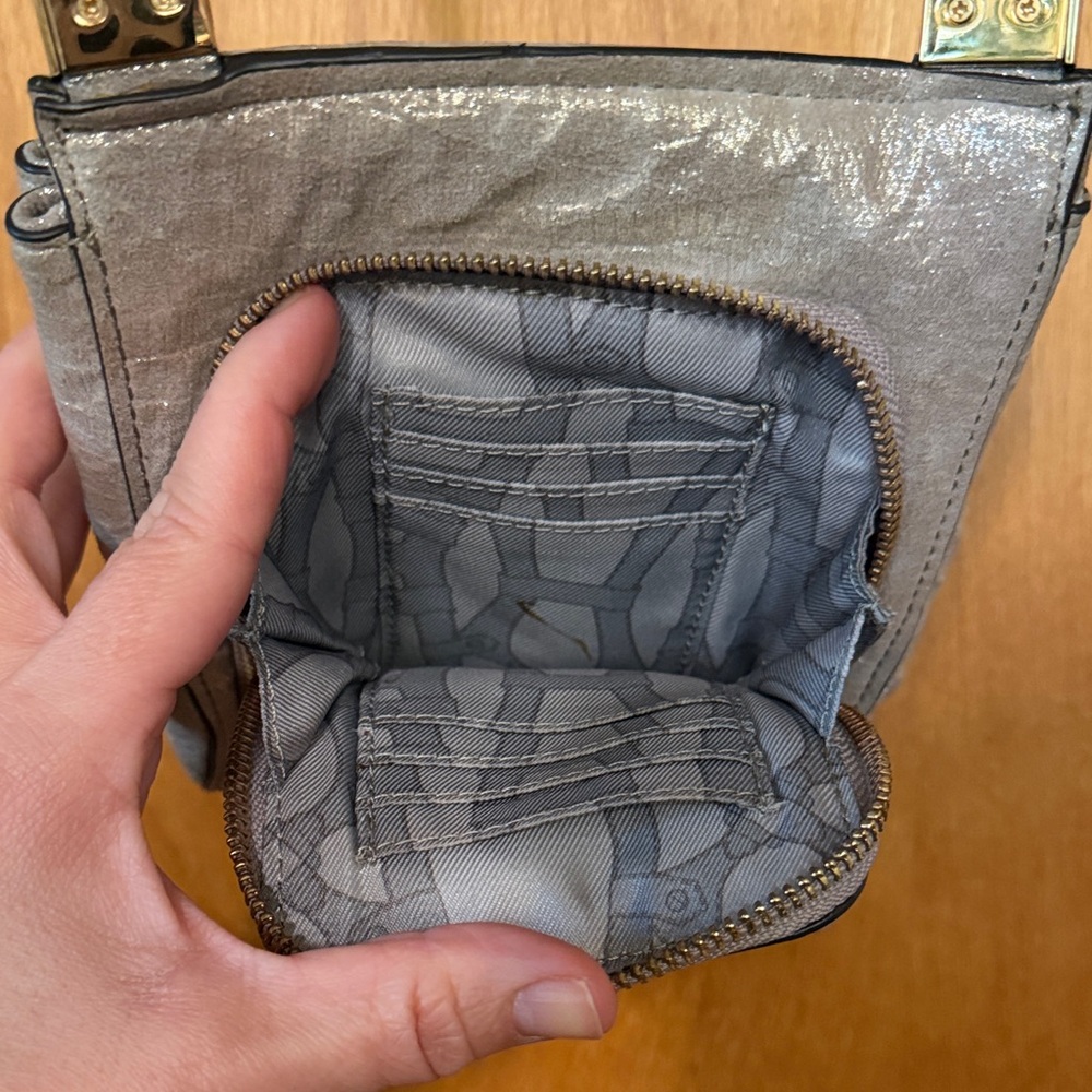 Aimee Kestenberg Metallic Silver Leather Crossbody Bag - Picture 6 of 11
